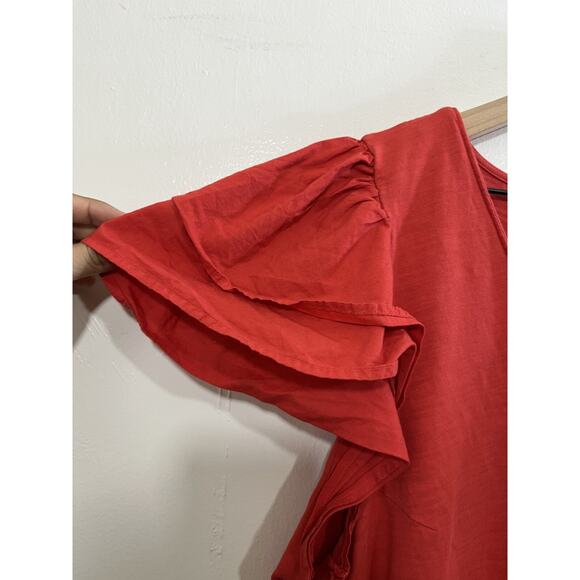 Nation LTD Flutter Puff Sleeve Top 2XL Peasant Romantic Minimalist Capsule Basic - Picture 3 of 16